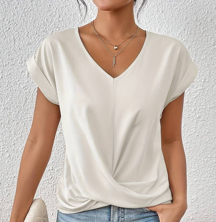 MARGA | CHIC TWIST FRONT V-NECK BLOUSE