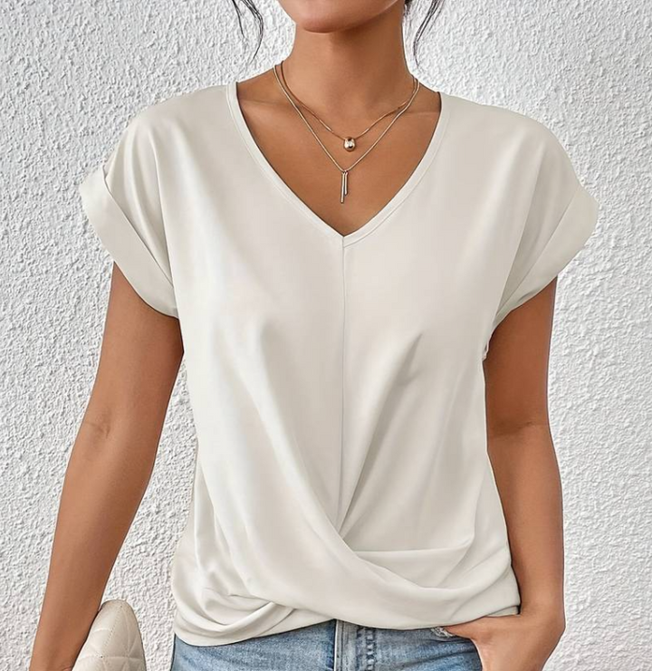 MARGA | CHIC TWIST FRONT V-NECK BLOUSE