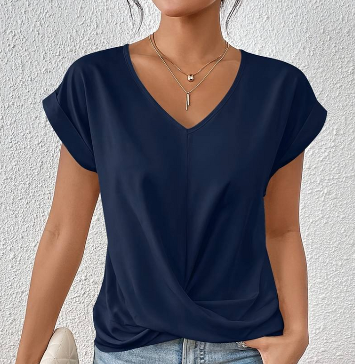 MARGA | CHIC TWIST FRONT V-NECK BLOUSE