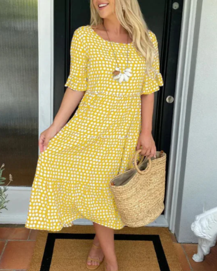 CRYSTAL | CLASSIC SHORT-SLEEVE MIDI DRESS