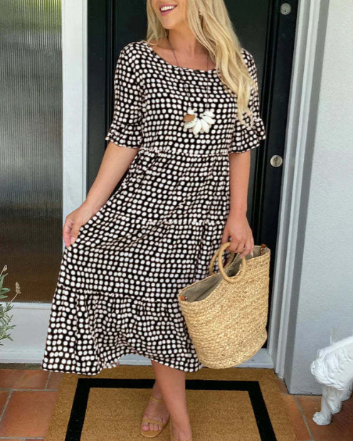 CRYSTAL | CLASSIC SHORT-SLEEVE MIDI DRESS