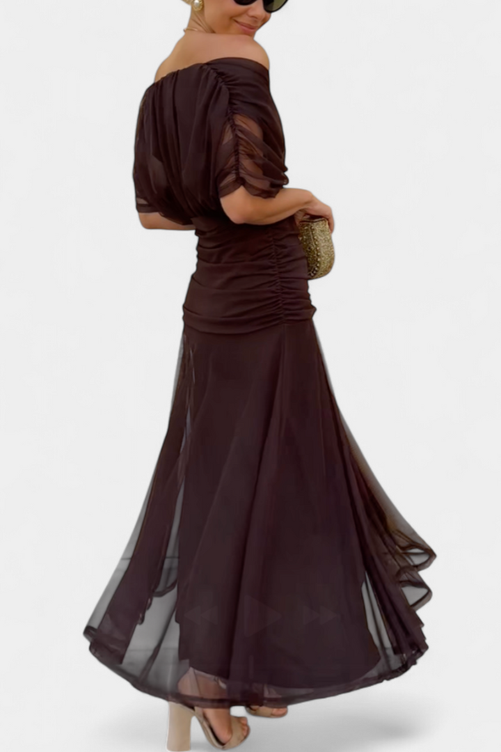 ATHENAH | LONG FLORAL V-NECK DRESS