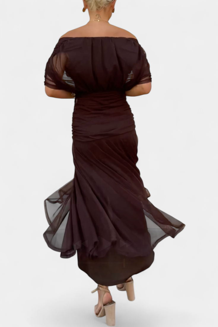 ATHENAH | LONG FLORAL V-NECK DRESS