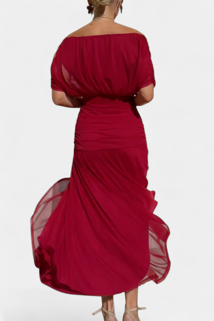 ATHENAH | LONG FLORAL V-NECK DRESS