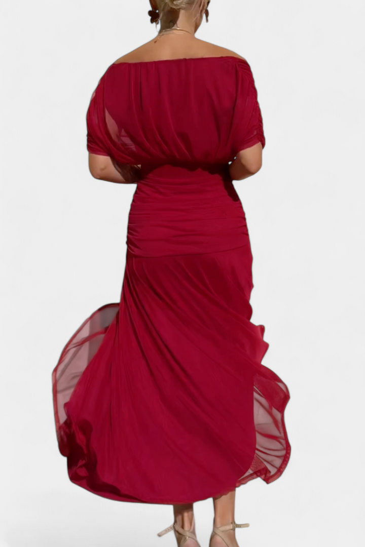 ATHENAH | LONG FLORAL V-NECK DRESS