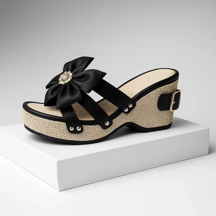 ISLA | LUXE JEWELED BOW PLATFORM SLIP-ONS