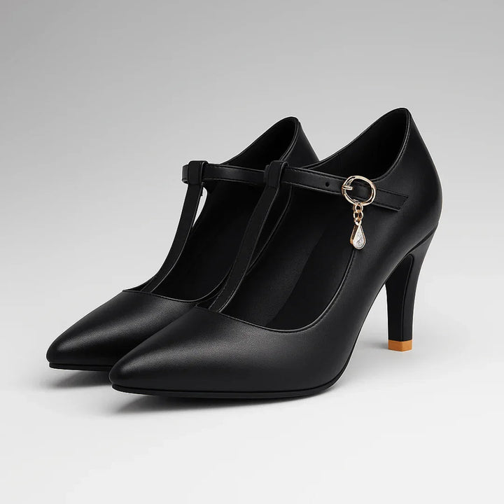 FIORELLA | LUXE GOLD-CHARM T-STRAP PLATFORM HEELS