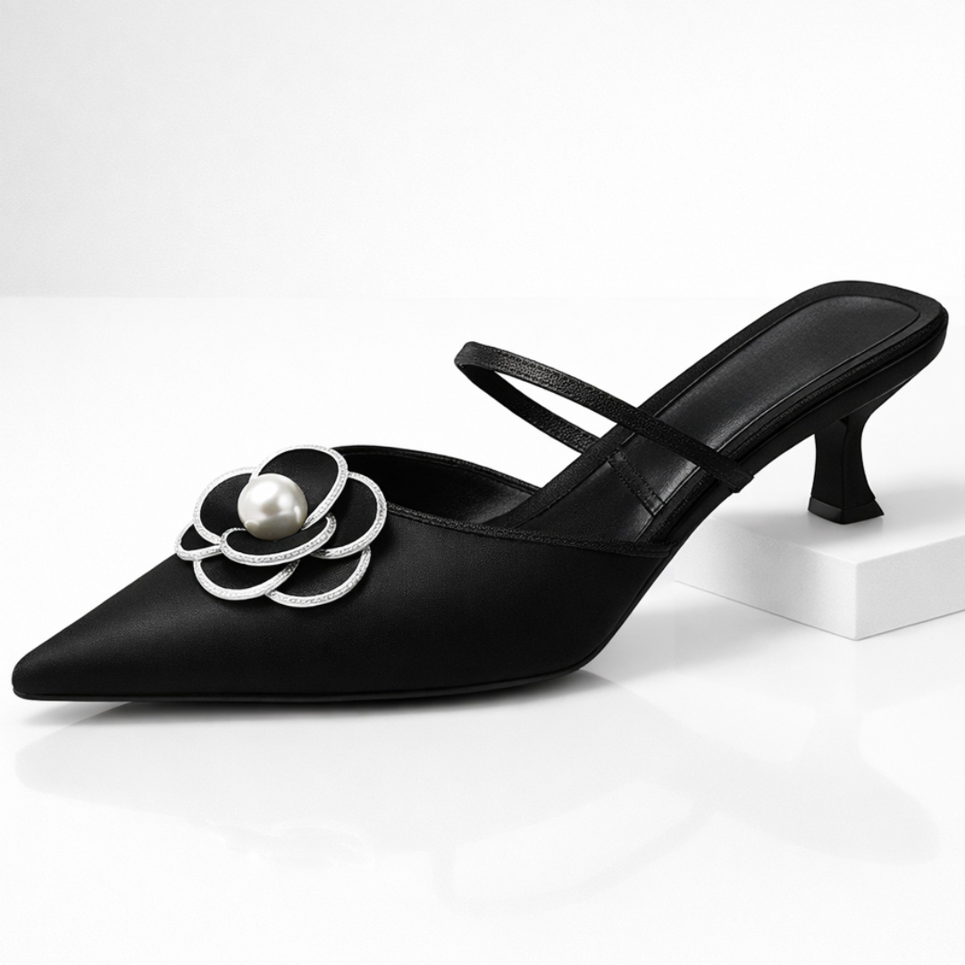 MIRELLA | ELEGANT PEARL-FLOWER POINTED MULES