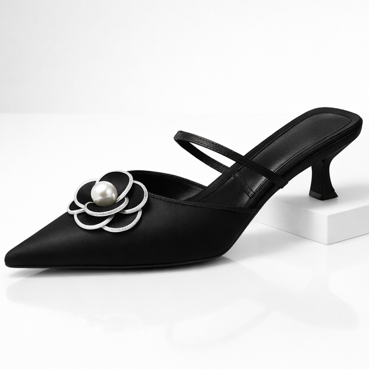 MIRELLA | ELEGANT PEARL-FLOWER POINTED MULES