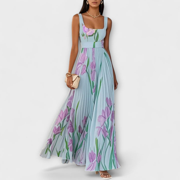 EVELYN | ELEGANT FLORAL CHIFFON MAXI DRESS