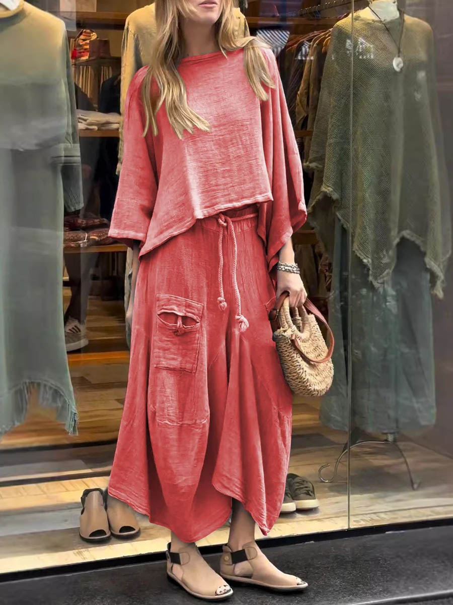 SABRINA | CHIC LINEN TWO-PIECE SET WITH POCKETS
