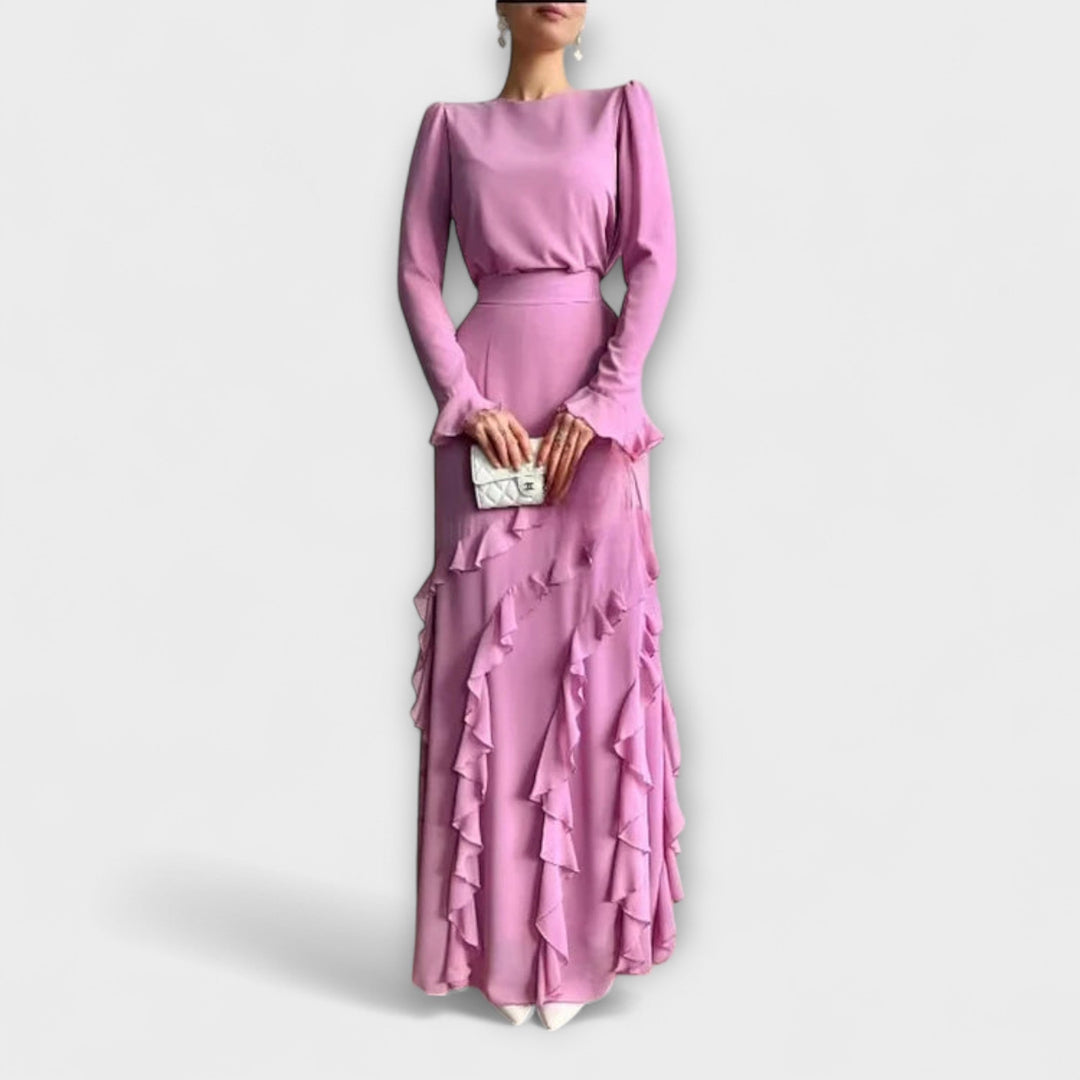 YVETTE | ELEGANT RUFFLED LONG DRESS