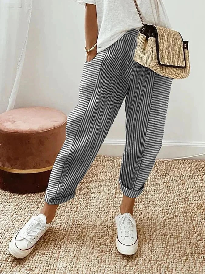 JULIA | CHIC STRIPED COTTON PANTS