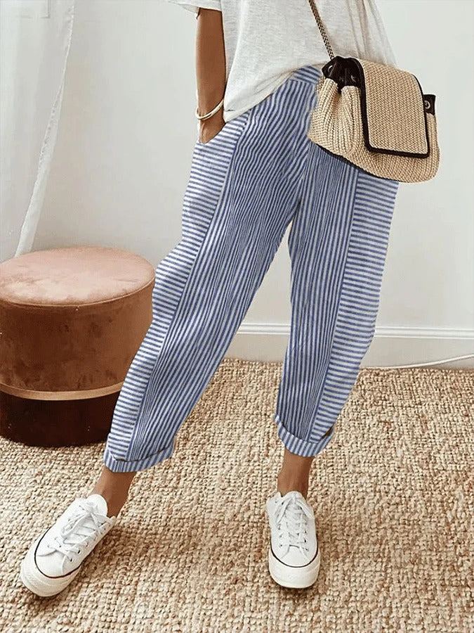 JULIA | CHIC STRIPED COTTON PANTS