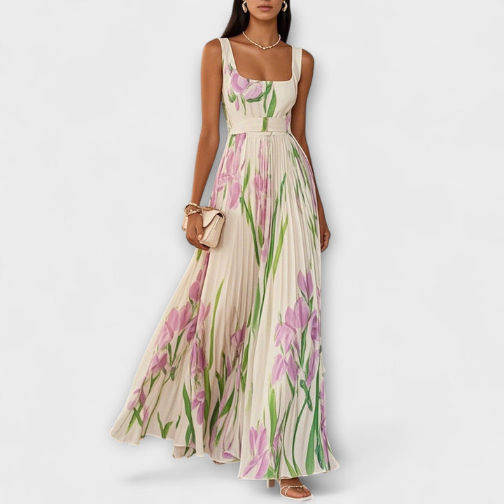 EVELYN | ELEGANT FLORAL CHIFFON MAXI DRESS