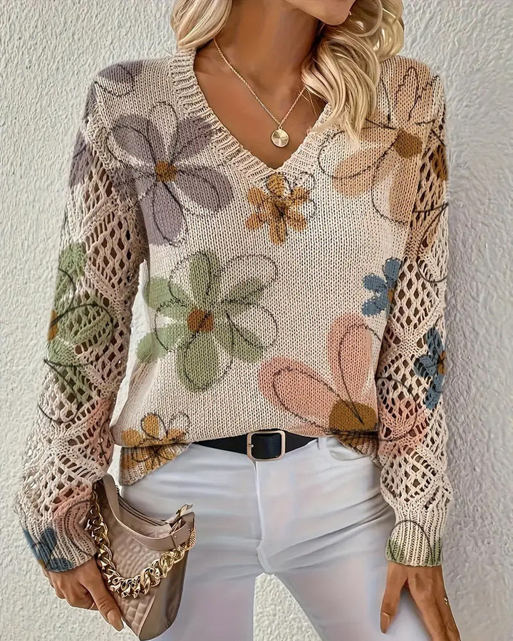 SAMANTHA | ELEGANT V-NECK OPENWORK KNIT JUMPER