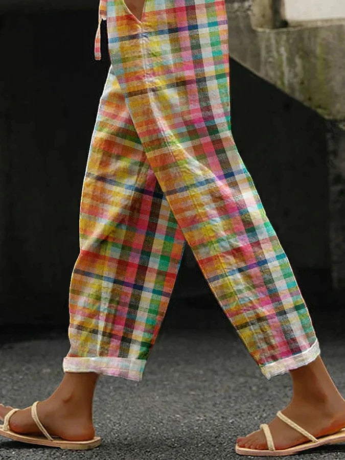 MICHELLE | CHIC MULTICOLOR PLAID SUMMER PANTS