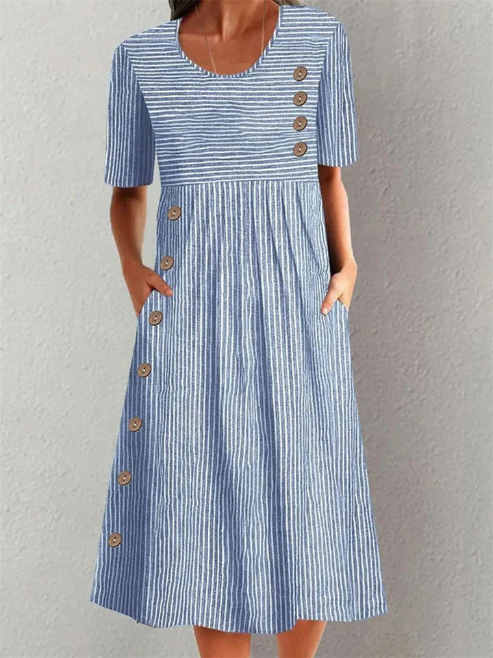 LUISA | CHIC STRIPED COTTON MIDI DRESS