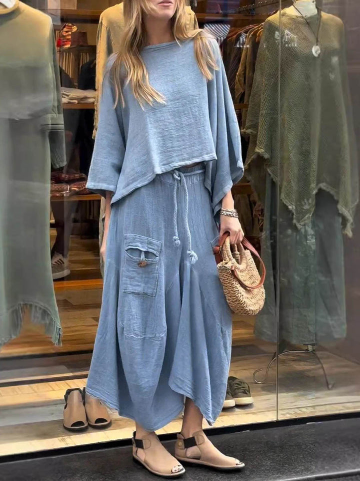 SABRINA | CHIC LINEN TWO-PIECE SET WITH POCKETS