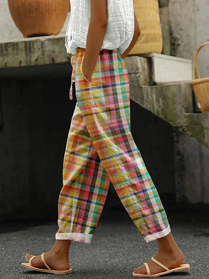 MICHELLE | CHIC MULTICOLOR PLAID SUMMER PANTS