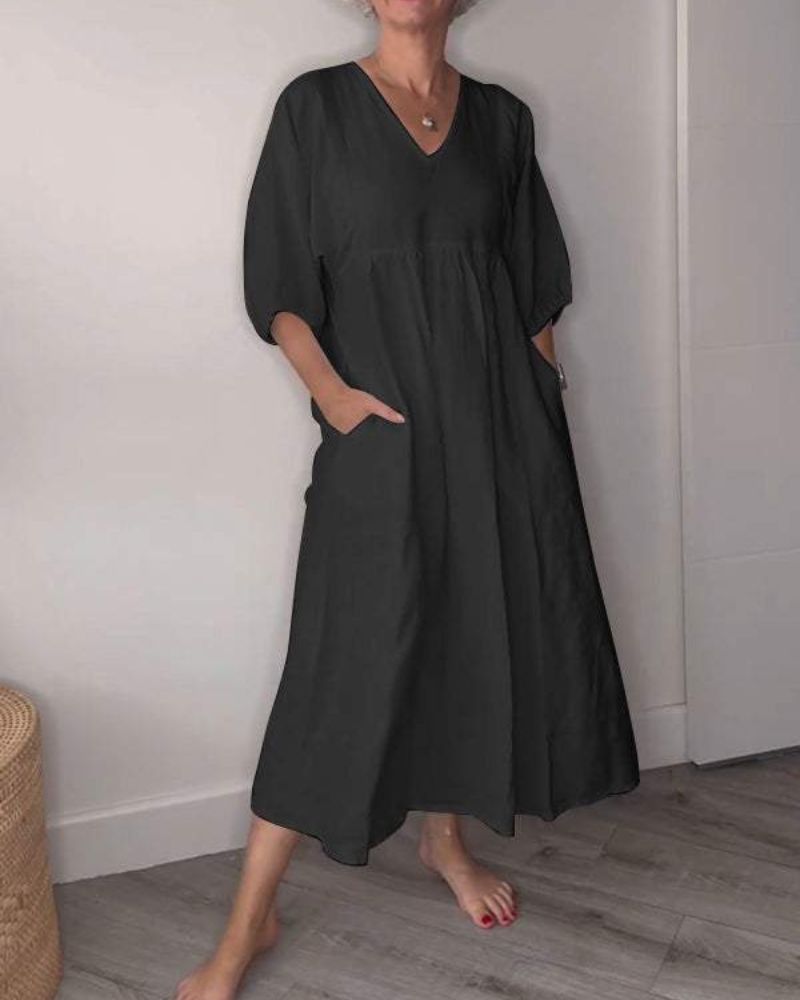 LILIA | ELEGANT V-NECK MAXI DRESS
