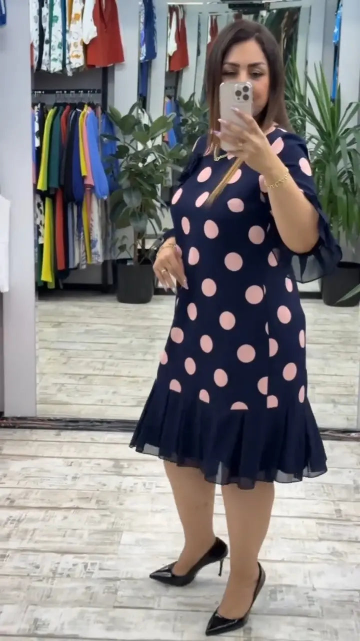VIY | LUXE PLEATED POLKA DOT DRESS