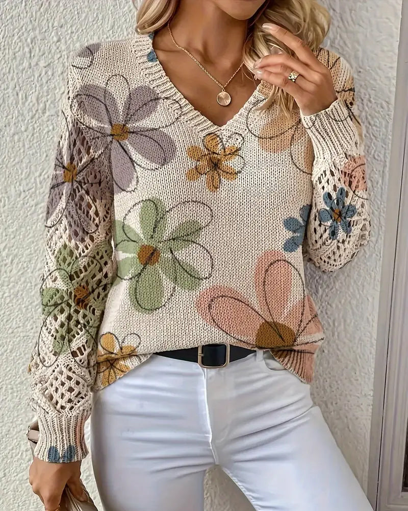 SAMANTHA | ELEGANT V-NECK OPENWORK KNIT JUMPER