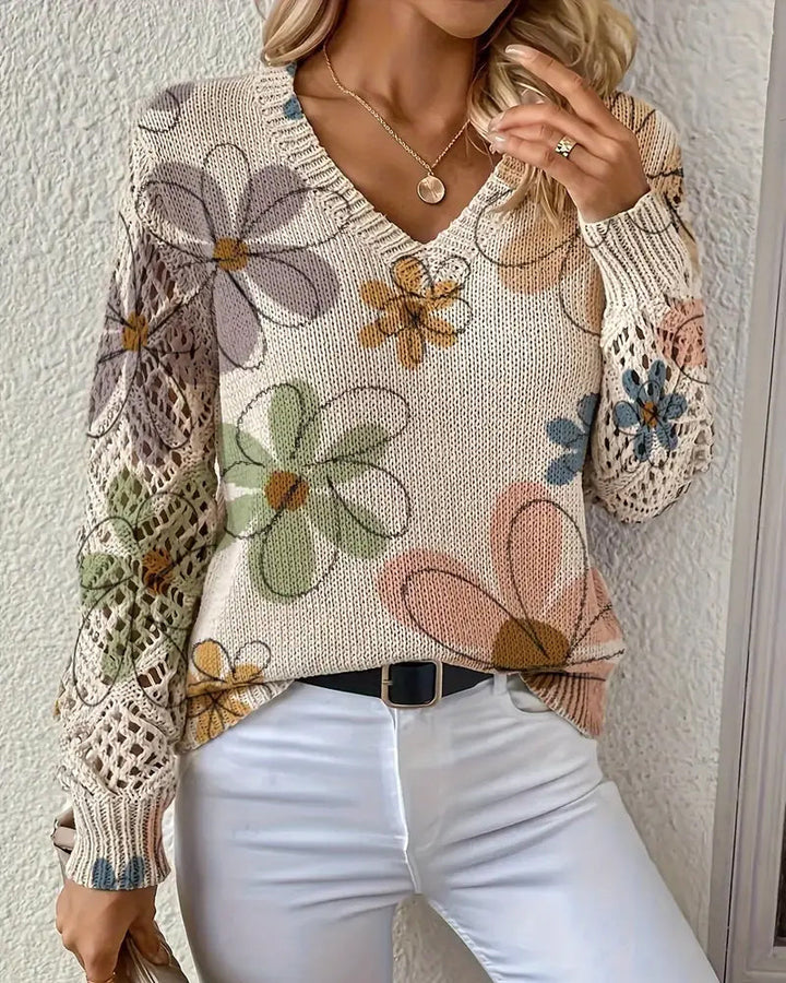 SAMANTHA | ELEGANT V-NECK OPENWORK KNIT JUMPER
