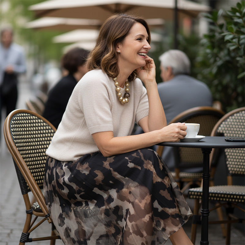 VELESSA | CHIC LEOPARD SKIRT & SWEATER SET