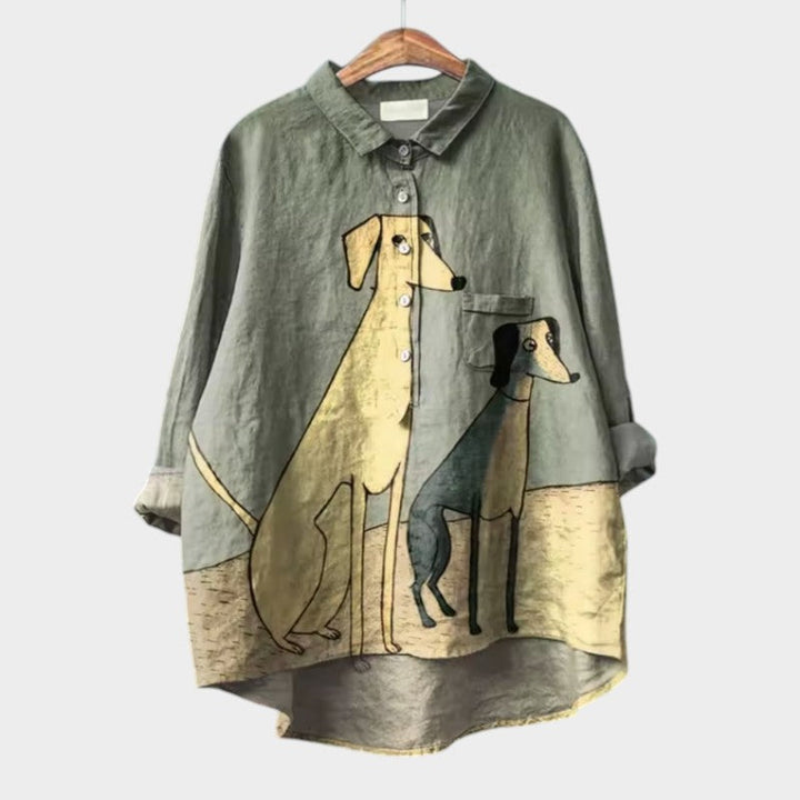 AINSLEY | LUXE OVERSIZED DOG PRINT SHIRT