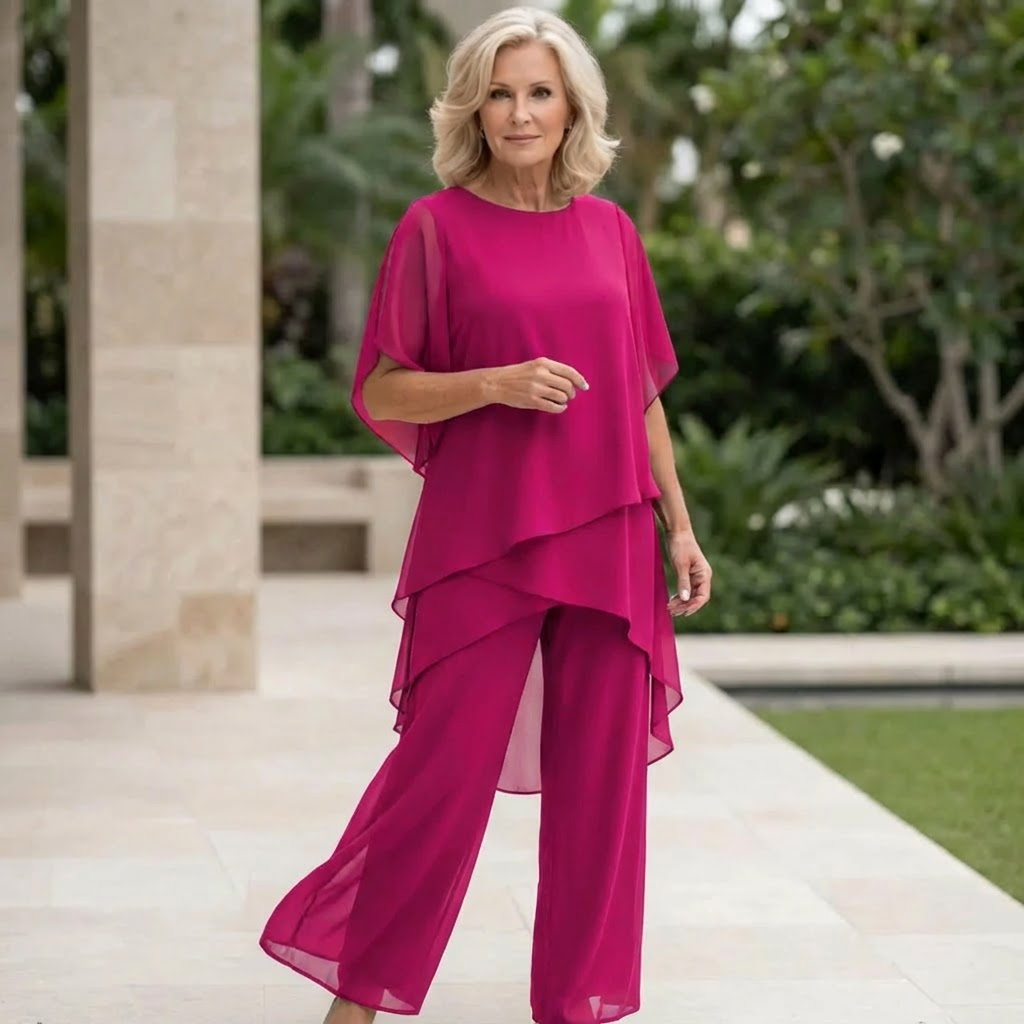 JORELLEA | ELEGANT DRAPED PALAZZO TWO-PIECE SET