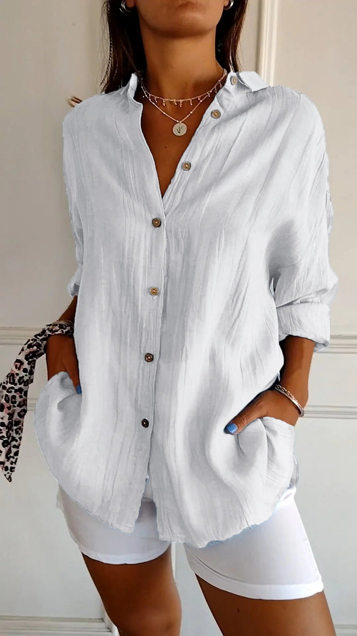ELISE | RELAXED BUTTON SHIRT WITH TUMMY COVERAGE