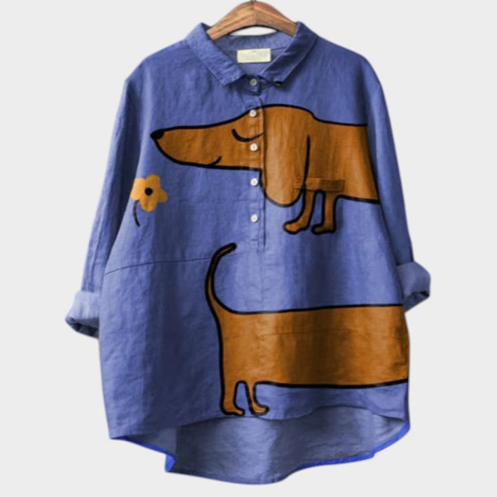 AINSLEY | LUXE OVERSIZED DOG PRINT SHIRT