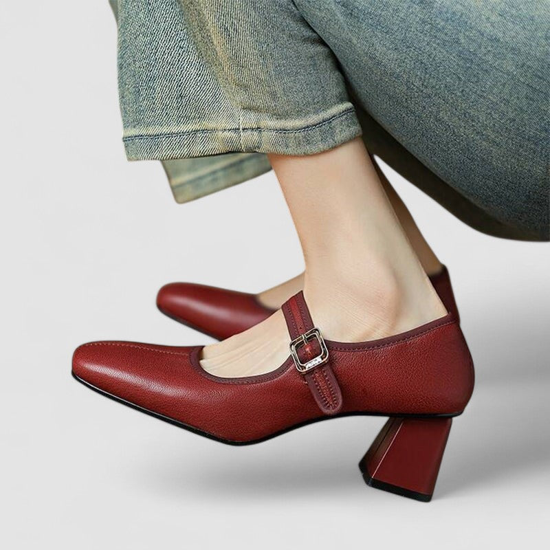 SOPHIA | ELEGANT SQUARE-TOE MARY JANE HEELS