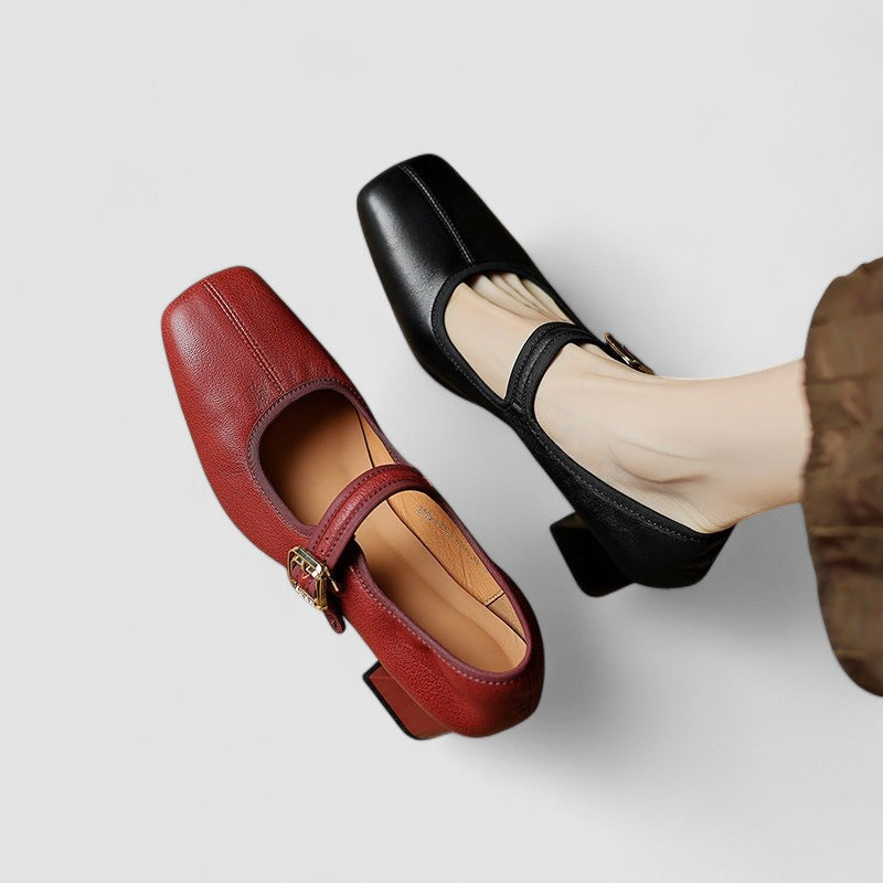 SOPHIA | ELEGANT SQUARE-TOE MARY JANE HEELS