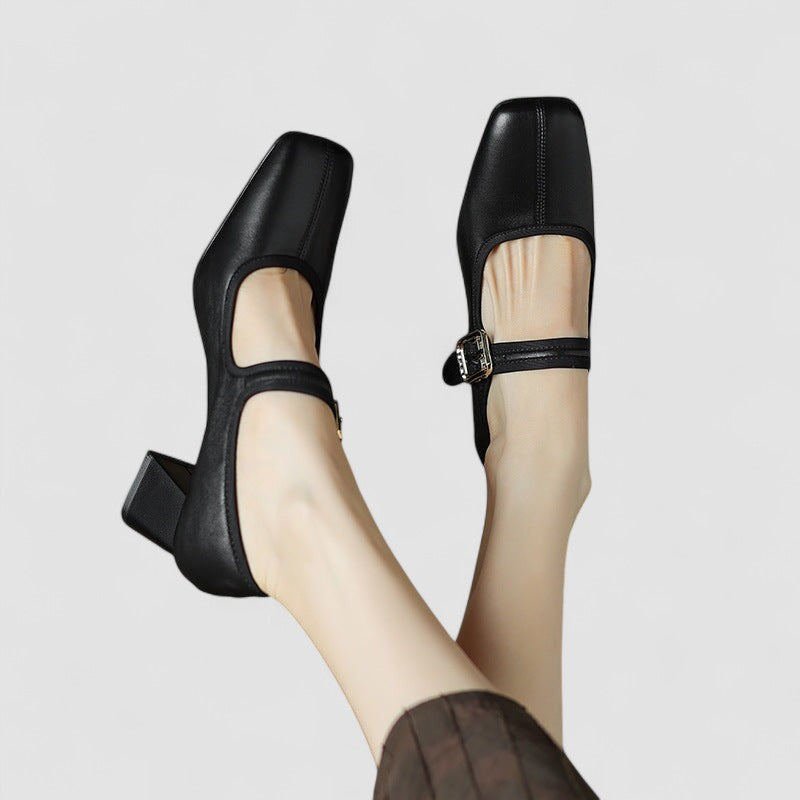 SOPHIA | ELEGANT SQUARE-TOE MARY JANE HEELS
