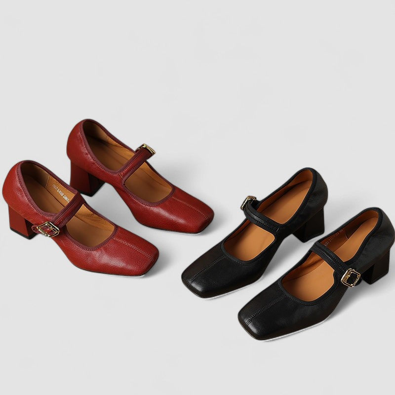 SOPHIA | ELEGANT SQUARE-TOE MARY JANE HEELS
