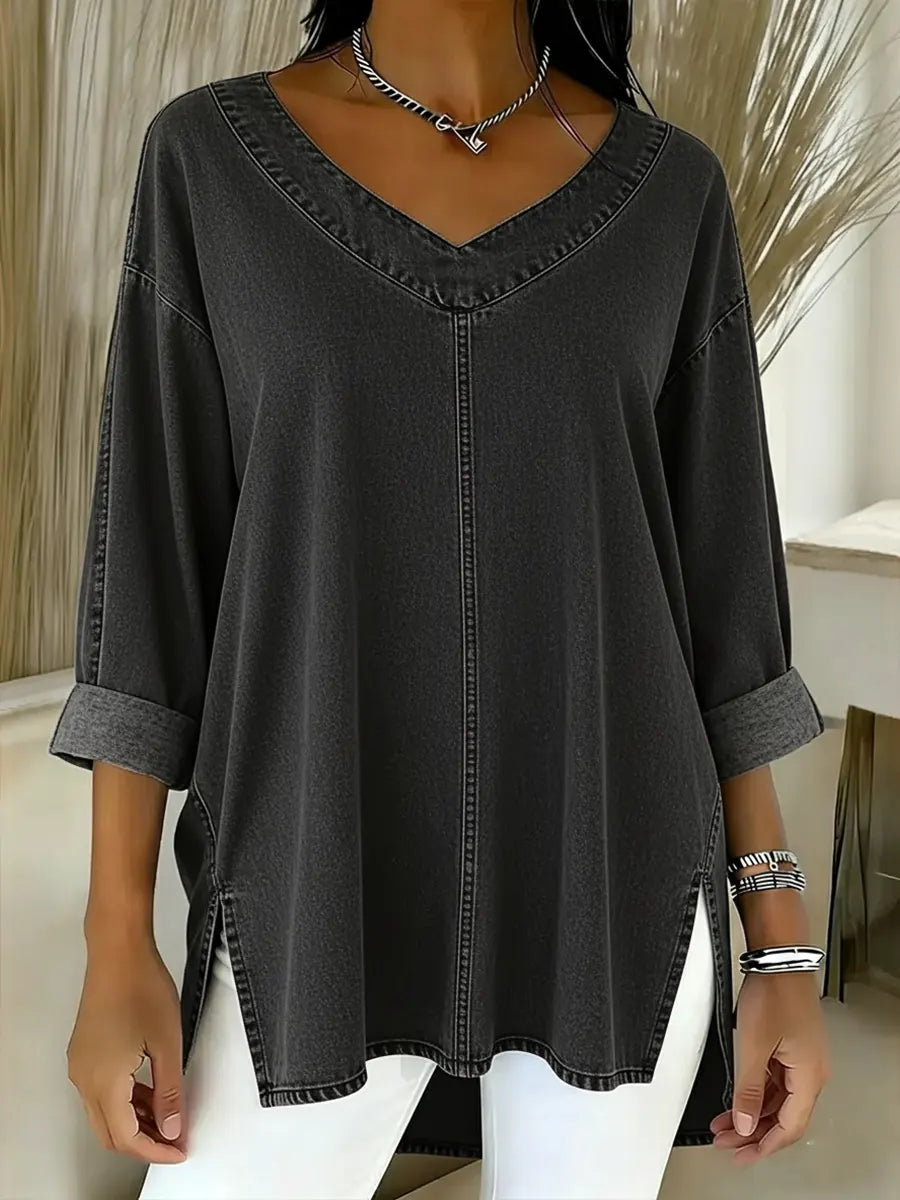 JESSICA | LUXE RELAXED V-NECK TOP