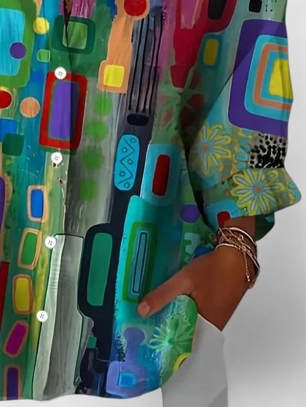 RACHEL | LUXE GEOMETRIC PATTERN BLOUSE