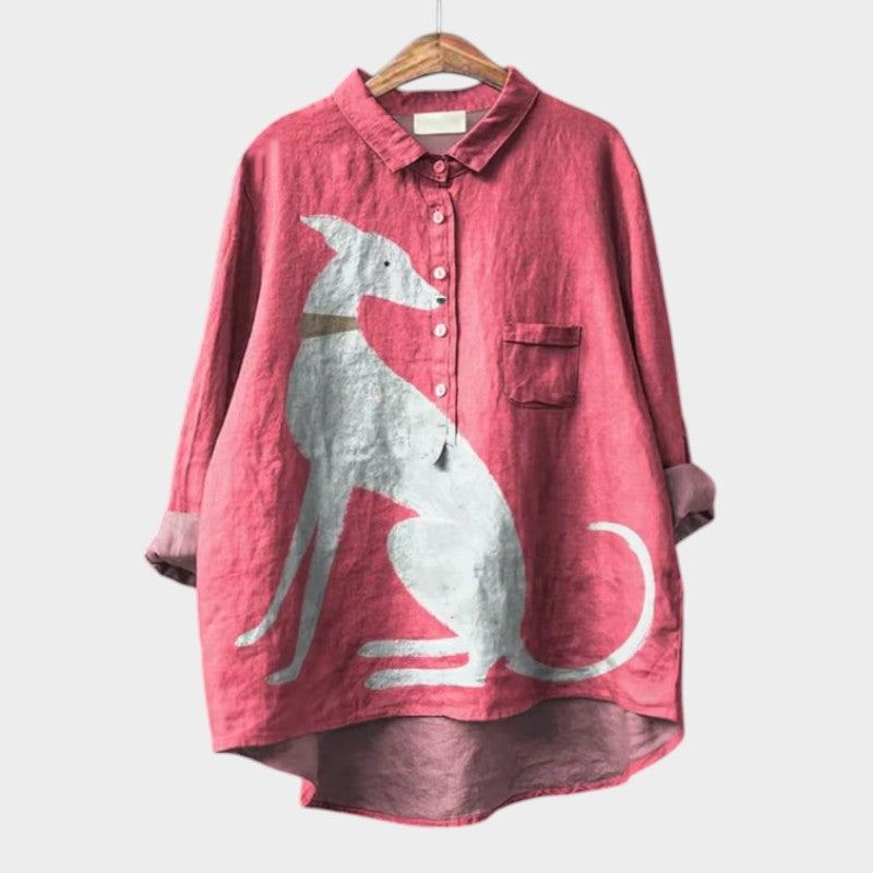 AINSLEY | LUXE OVERSIZED DOG PRINT SHIRT