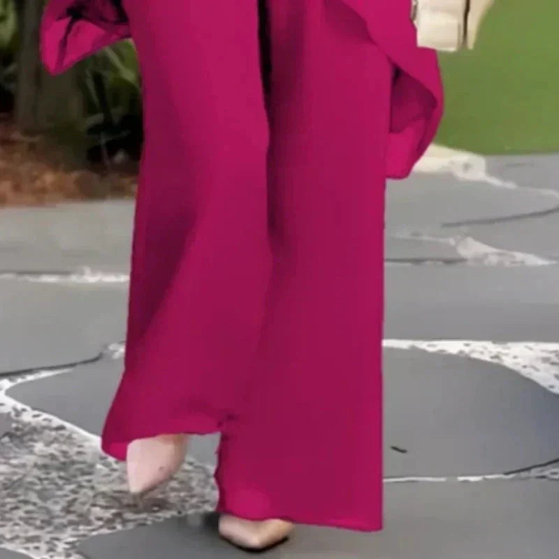 JORELLEA | ELEGANT DRAPED PALAZZO TWO-PIECE SET