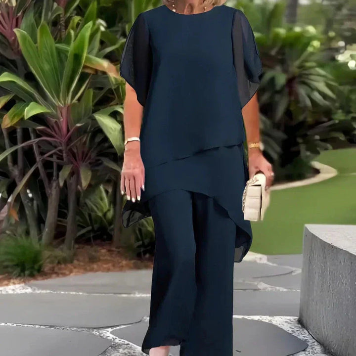 JORELLEA | ELEGANT DRAPED PALAZZO TWO-PIECE SET