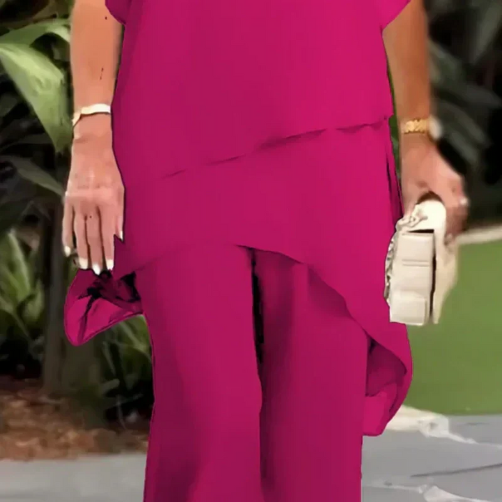 JORELLEA | ELEGANT DRAPED PALAZZO TWO-PIECE SET