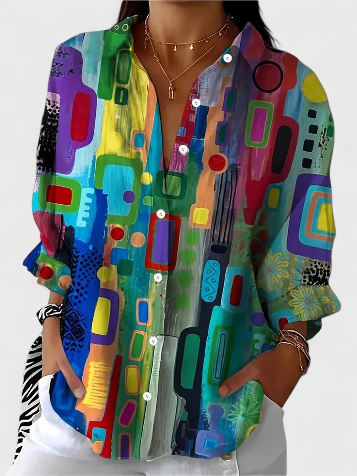 RACHEL | LUXE GEOMETRIC PATTERN BLOUSE