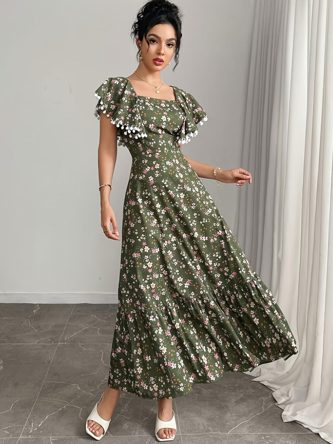 GEORGIA | LUXE FLORAL TIERED MIDI DRESS
