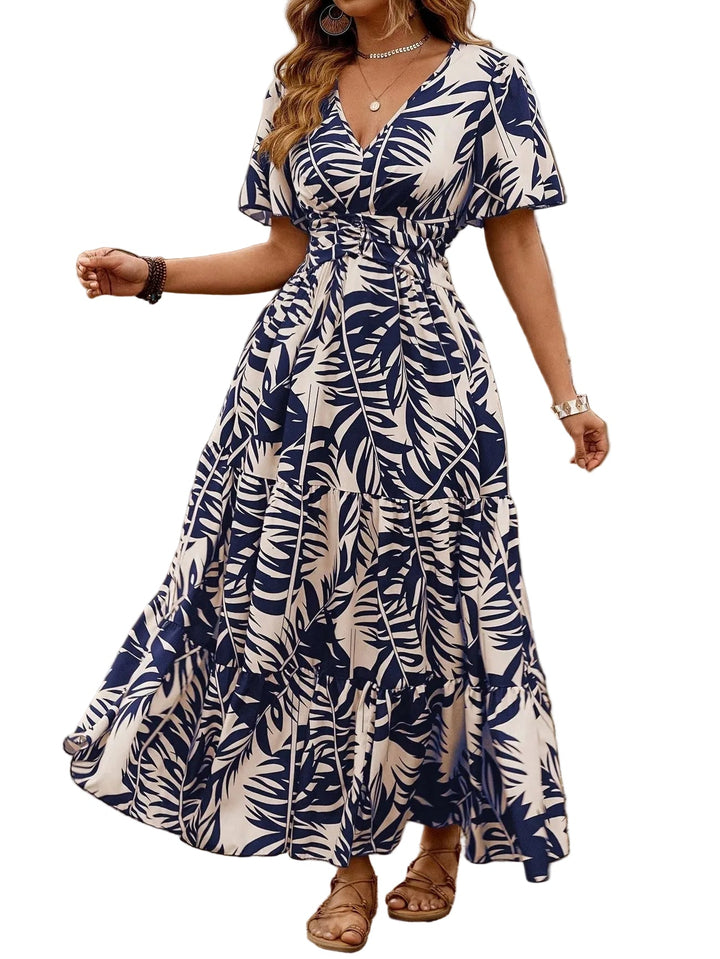 LARA | LUXE LEAF-PRINT MAXI DRESS