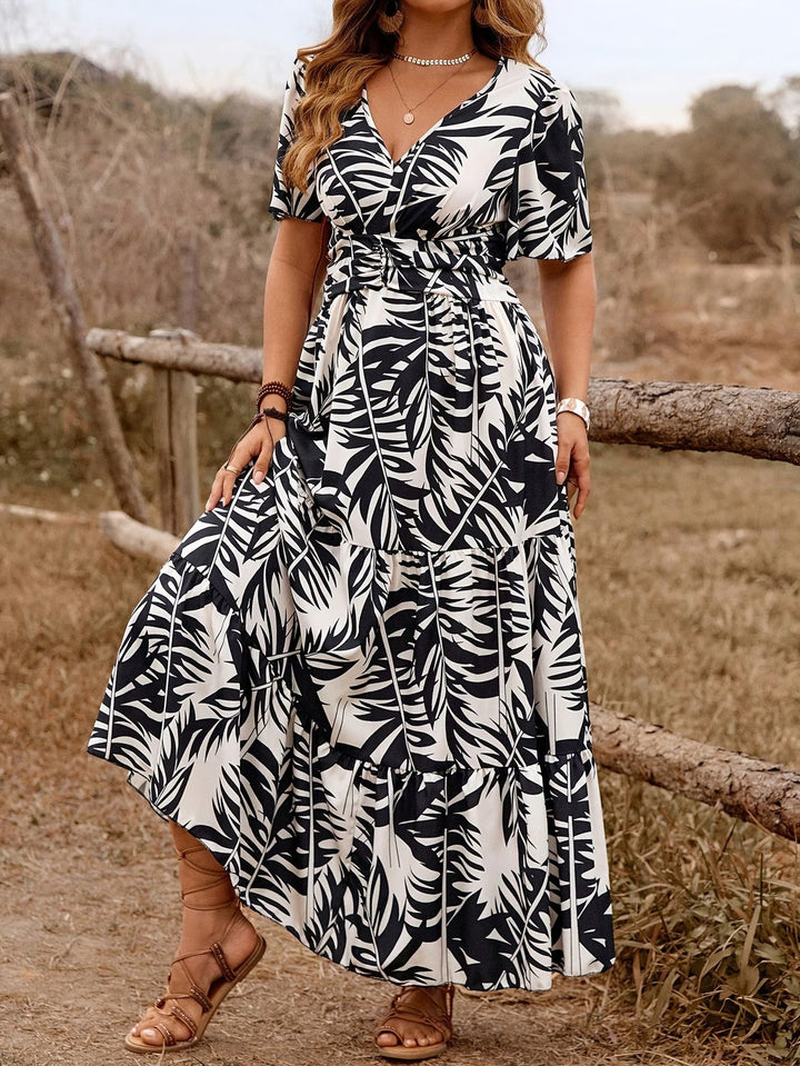 LARA | LUXE LEAF-PRINT MAXI DRESS